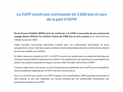 Communiqué de presse de la CATP.