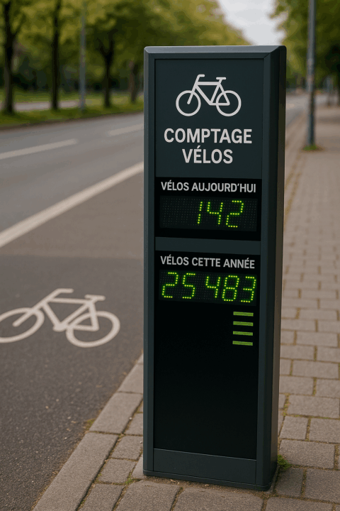 Borne de comptage pour vélo.